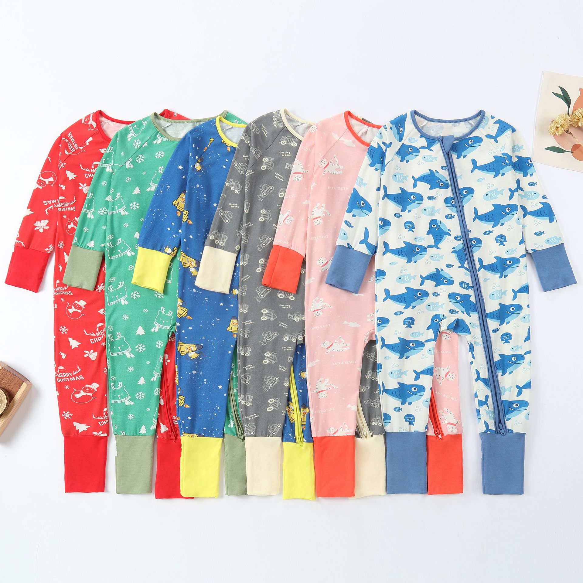 Bamboo Bodysuit Baby - Baby Bambusfaser Neugeborenen Langarm-Reißverschluss-Strampler mit Fuß-
